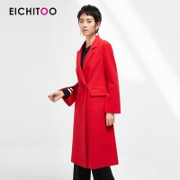 爱居兔春装2019女装外套气质大红西装式中长款大衣