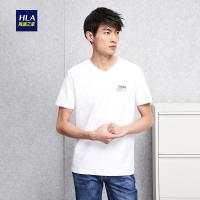 HLA海澜之家净色V领短袖T恤2018夏季新品舒适短袖T恤男HNTBJ2E066A