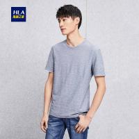 HLA海澜之家净色假两件短袖T恤2018夏季新品舒适短袖T恤男HNTBJ2E113A