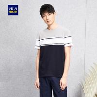 HLA海澜之家撞色圆领短袖T恤2018夏季新品舒适透气T恤男HNTBJ2E289A