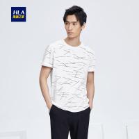 HLA海澜之家线条花纹短袖T恤2018夏季新品舒适透气男士T恤HNTBJ2E342A