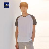 HLA海澜之家珠地网眼撞色拼接短袖T恤2018夏季新品透气T恤男_HNTBJ2E348A