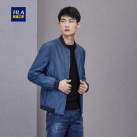 HLA海澜之家棒球领花纹夹克2018秋季新品休闲时尚男士外套HWJAD3E136A