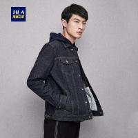 HLA海澜之家时尚牛仔外套2018秋季新品翻领印花牛仔长袖上衣男HWNAD3E020A