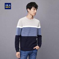 HLA海澜之家撞色圆领针织衫秋季时尚舒适长袖男HNZAD3E130A