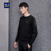 HLA海澜之家纯色长袖针织衫2018秋季新品时尚织带针织衫HNZAD3E194A