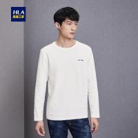 HLA海澜之家净色提花长袖T恤2018秋季新品舒适圆领修身长袖T恤男HNTAD3E047A