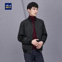 HLA海澜之家棒球领花纹夹克2018秋季新品简约时尚舒适男士外套HWJAD3E207A
