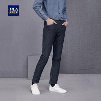 HLA海澜之家时尚微弹牛仔长裤秋季中腰微弹直脚男长裤HKNAD3E147A