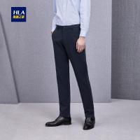 HLA海澜之家色织中腰微弹宽松休闲裤2018秋季新品舒适亲肤男裤HKCAD3E229A