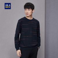 HLA海澜之家圆领花纹长袖T恤2018秋季新品舒适套头长袖T恤男HNTAD3E049A