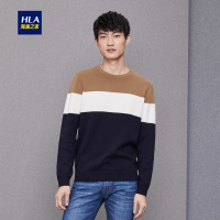 HLA/海澜之家条纹时尚长袖针织衫2018秋季新品舒适柔软针织衫男HNZAD3E134A