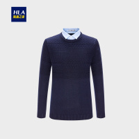 HLA/海澜之家舒适双领针织衫2018秋季新品提花线条长袖针织衫男HNTJD3E006A