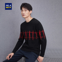 HLA/海澜之家时尚套头针织衫2018秋季新品圆领修身提花长袖针织衫HNZAD3E256A
