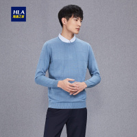 HLA/海澜之家双领针织衫2018秋季新品羊毛混纺肌理感长袖针织衫男HNTJD3E001A