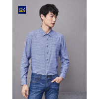 HLA海澜之家磨毛条纹休闲衬衫2018秋季新品舒适柔软长袖衬衫男HNEAD3E115A