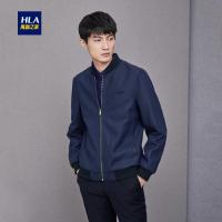 HLA海澜之家棒球领羊毛混纺夹克2018秋季新品净色保暖夹克外套男HWJAD3E153A