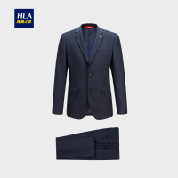 HLA海澜之家平驳领礼服套装2018秋季新品净色婚庆礼服套装男HTXAD3E015A