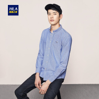 HLA海澜之家牛津纺舒适衬衫2018热卖清新长袖休闲衬衫男HNEAD3V072A