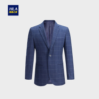 HLA海澜之家时尚格纹休闲西服2018秋季修身单西外套男HWXAD3E123A