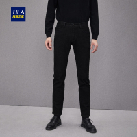 HLA海澜之家微弹中腰磨毛休闲裤2018秋季舒适修身长裤男HKCAD3E247A