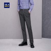 HLA海澜之家水洗直筒休闲裤2018秋季简约格子休闲长裤男HKCAD3E193A