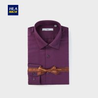 HLA海澜之家色织花纹正装衬衫2018秋季服帖长袖免烫衬衫男HNCGD3E032A