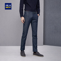 HLA海澜之家五袋款直筒牛仔裤2018秋季中腰时尚牛仔长裤男HKNAD3E106A