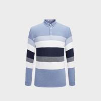 HLA海澜之家撞色条纹长袖polo衫2018秋季舒适大方长袖T恤男HNTPD3E011A