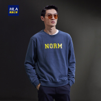 HLA海澜之家圆领加绒字母款卫衣2018冬季舒适保暖卫衣男HNZWJ4E119A