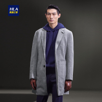 HLA海澜之家西装领针织大衣2018冬季净色毛呢大衣外套男HWDAD4E018A