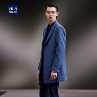 HLA海澜之家单排扣毛呢大衣2018冬季西装领大衣外套男HWDAD4E039A