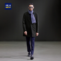 HLA海澜之家西装领针织大衣2018冬季单排扣大衣外套男HWDAD4E056A