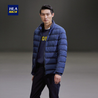 HLA海澜之家无帽立领条纹羽绒服2018冬季简约保暖羽绒外套HWRAJ4E021A