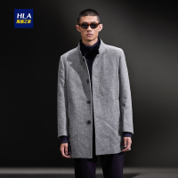 HLA海澜之家可脱卸獭兔毛领大衣2018冬季商务风保暖外套男HWDAD4E007A