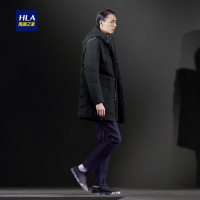 HLA海澜之家连帽中长款羽绒服2018冬季舒适保暖羽绒外套男HWRAJ4E083A