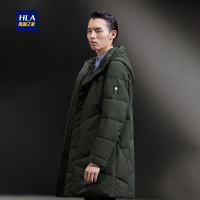 HLA海澜之家连帽中长款羽绒服2018冬季保暖简约羽绒外套男HWRAJ4E006A