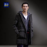 HLA海澜之家连帽中长款羽绒服2018冬运动型保暖羽绒服外套男HWRAJ4E091A