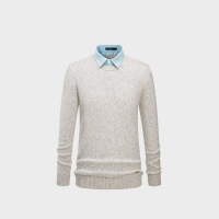 HLA海澜之家舒适双领针织衫2018冬季假两件休闲长袖针织衫男HNTJD4E156A