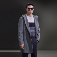 HLA海澜之家连帽款净色大衣2018冬季保暖毛呢大衣外套男HWDAD4E028A