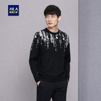 HLA海澜之家羊毛混纺套头长袖针织衫2018秋季时尚长袖毛衫男HNZAD3E265A