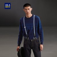 HLA海澜之家花纹款修身长袖针织衫2018冬季保暖套头羊毛衫男