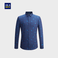 HLA海澜之家色织提花长袖衬衫2018冬季加绒保暖休闲衬衫男HNEAD4E266A