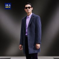 HLA海澜之家净色西服领大衣2018冬季保暖毛呢大衣外套男HWDAD4E027A