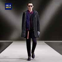 HLA海澜之家连帽中长款舒适羽绒服2018冬季防风保暖羽绒服男HWRAJ4E165A