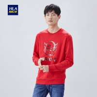 HLA海澜之家动物印花卫衣2019春季经典圆领卫衣男HNZWJ1R006A
