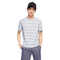 HLA海澜之家微弹圆领条纹短袖T恤提花T恤男_HNTBJ2E197A