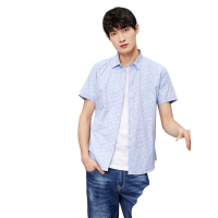 HLA海澜之家碎花花纹短袖衬衫舒适短袖衬衫男HNECJ2E089A