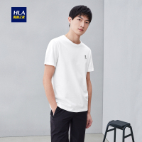 HLA海澜之家净色简约短袖T恤2019夏季圆领绣标款短T男HNTBJ2R141A