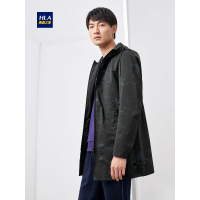 HLA海澜之家时尚花纹连帽款风衣2019秋季防风挺括外套男HWFAD3R012A